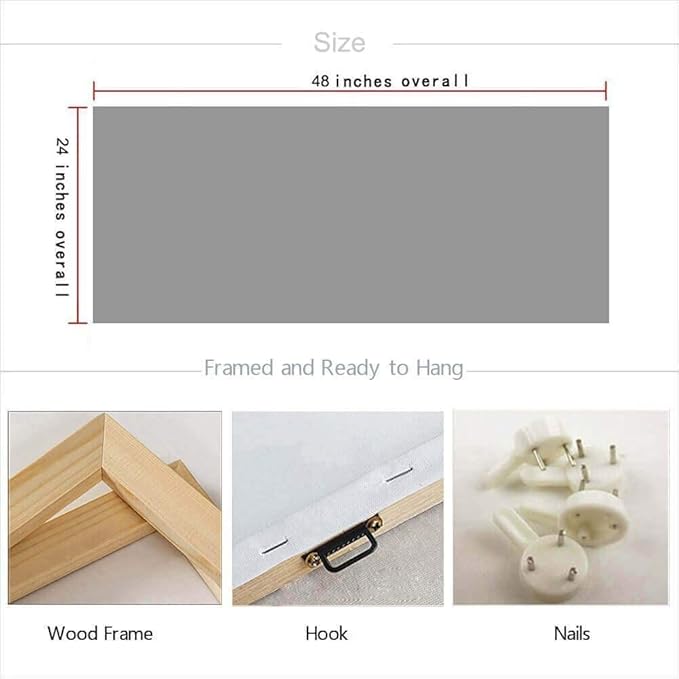 Arjun Ocean Teal Wall Art Canvas Coastal Beach Painting Blue Turquoise Landscape Sunset Picture, Panoramic Gold Foil Textured Large Artwork Framed for Living Room Bedroom Bathroom Wall Decor 48"x24"