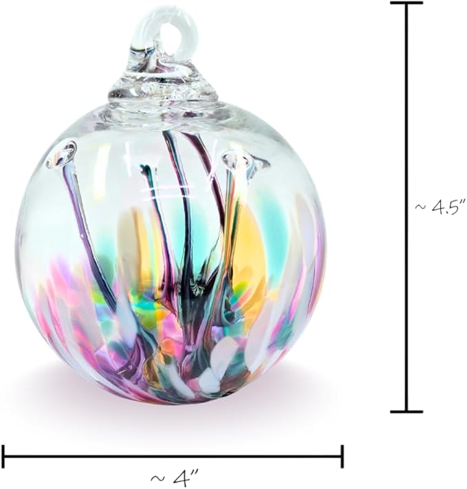 Luke Adams Handmade Glass Gazing Balls for Garden on Clearance – Hand Blown Glass Gazing Ball for Yard Décor – Decorative Garden Globe (Wildflower)