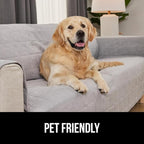 GORILLA GRIP Patented Waterproof Slip-Resistant 70” Sofa Protector Cover, for Leather or Fabric Couch Cushion, Large Microsuede Furniture Covers Dogs Pets Machine Washable Slipcover, Slate