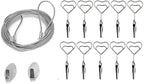 Multi-Purpose Steel Wall Hanging Photo Display Cable Wire Rod with 12 Adjustable Clips for Hanging Photos Notes Postcard and Artworks (Heart)