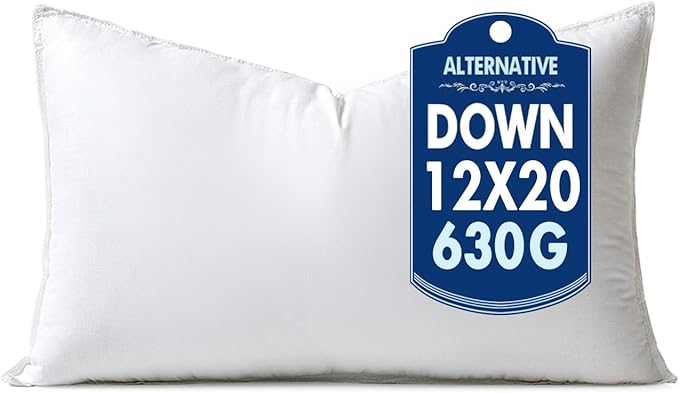MIULEE 12x20 Down Alternative Pillow Insert Decorative Throw Pillow 12 x 20 Inch Body Bed Sleeping Ultra Soft Fluffy Form for Sofa Couch Bed