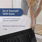 Wrap Around Dust Ruffle Bed Skirt - Black - for Queen Size Beds with 15 Inch Drop - Easy Fit Elastic Strap - Adjustable Pleated Bedskirt w/Brushed Fabric - Wrinkle Free - for Women, Men, Kids & Teens