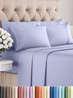 King Sheets Set 6 Piece - Includes 4 Pillowcases - Bed Sheets King Size - Soft Hotel Luxury Bedding - Cooling, Comfy, Cozy & Breathable - 1 Flat & 1 Fitted & 4 Pillowcases w/ Deep Pockets - Lavender