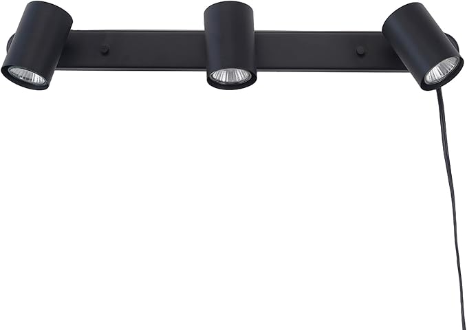 Globe Electric 59467 3-Light Plug-in Track Lighting, Matte Black, Bulb Not Included