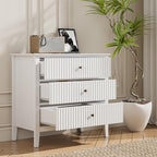 Large White 3 Drawer Dresser, Painted 30 Inch Tall Wood Nightstand with Storage, Wide Modern Chest of Drawers with Ball Bearing Slide for Bedroom Hallway Living Room Entryway Office