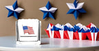 THE QUEENS' JEWELS American Flag Jeweled 4x4 Candle Holder Vase - Unique Gift for Women, Birthday, Cute, Fun, Cocktail, Queen, Not Painted, Decorated, Bling, Bedazzled, Rhinestone