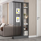 Wall Room Divider, Storage Cabinet Storage Display with Shelves, Modern Freestanding Wood Room Divider Screen, Wall Privacy Screens for Home Decorative (Grey,35.4" L x 9.5" W x 79.5" H)
