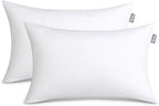 Bare Home Bedding Throw Pillows Insert - 12 x 20 Inches - Decorative Bed and Couch Pillow (Pack of 2, White)