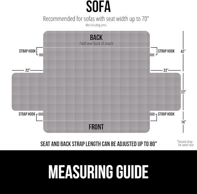 GORILLA GRIP Patented Waterproof Slip-Resistant 70” Sofa Protector Cover, for Leather or Fabric Couch Cushion, Large Microsuede Furniture Covers Dogs Pets Machine Washable Slipcover, Slate
