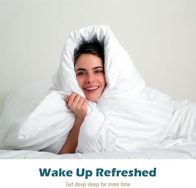 Cobnom® Luxury Organic Down Comforter Oversized Queen, High Fill-Power Down Feather Fibers Duvet Insert with 100% Cotton Cover, Medium Warm for All-Season, Ivory White, 98x98 Inch