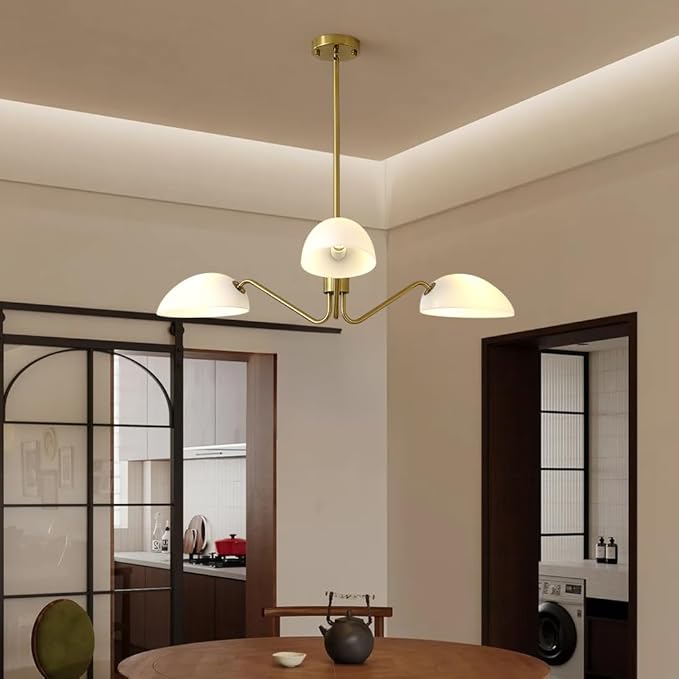 Modern 3-Light Luxury Elbow Chandelier Metal Acrylic Living Room Bedroom Dining Room Creative Adjustable Height Ceiling Light, Universal Wheel Suitable for Inclined Ceiling Installation