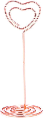 12pcs Table Number Holders Metal, 3.35 inch Place Card Stands for Wedding Centerpieces, Birthday Party - Table Card & Photo Picture Holders (Rose Gold-Heart Shaped)