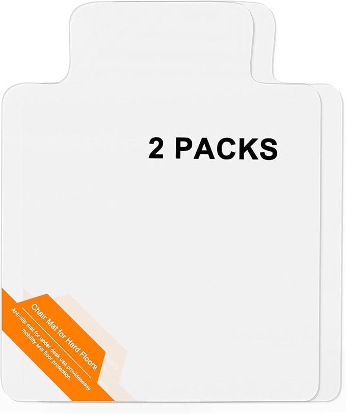Office Chair Mat for Hard Floors,36"x48" Desk Mat for Chair on Hardwood Floor,Non-Slip Hard Floor Protector Desk Chair Mat for Home,Vinyl Floor Mat for Kids & Pets - Not for Carpet (2 Pack)