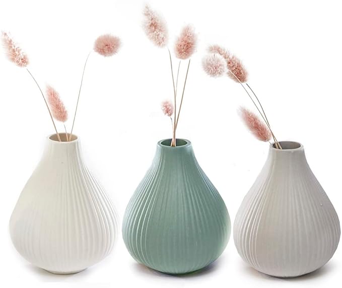Chive ‘Frost’ Ceramic Flower Vase — Set of 6 Beautiful Small Bud Vases for Flowers & House Plants — Perfect Shelf Centerpieces and Living Room Decor — Assorted Colors