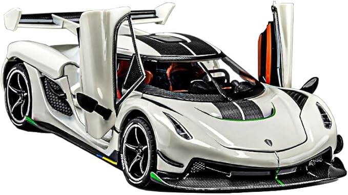 Toy Cars Model Koenigsegg Jesko 1/24 White Alloy Collectibles Die-cast Vehicles with Sound and Light
