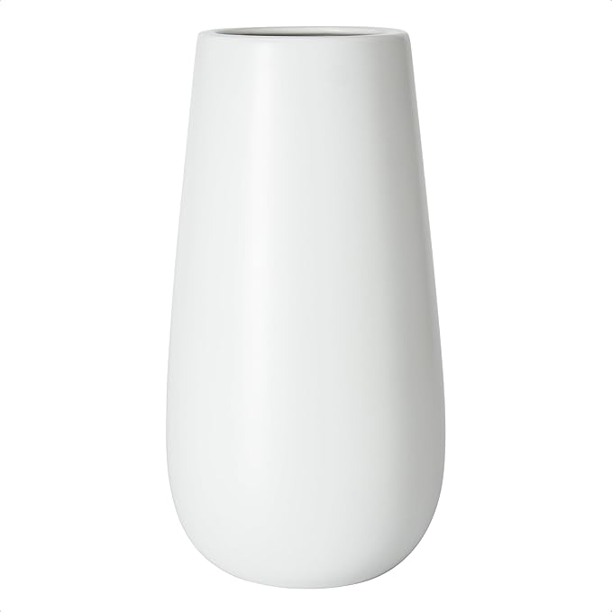 D'vine Dev 10 Inch White Elegant Oval Ceramic Vase for Flowers, Home Décor Vase with Design Box, VS-LD-B-4