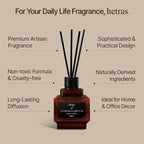 hetras Objet Diffuser Gift Set 6.7 fl.oz. 2 Pack | Hinoki Cypress Scent | Long-Lasting Scented Room Fresheners with 8 Reed Sticks for Home Fragrance Bedroom Bathroom Shelf Décor