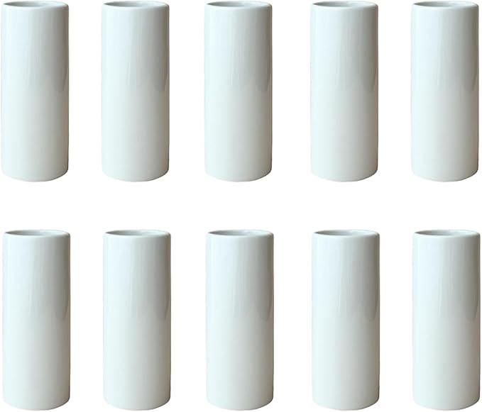 5.51'' Small Modern White Ceramic Vase Set of 10 for Living Room Bedroom Minimalist Fresh Flower Vases for Bouquet Fake Plant Home Decor Office Fireplace Centerpieces Nordic Style 10 Pack