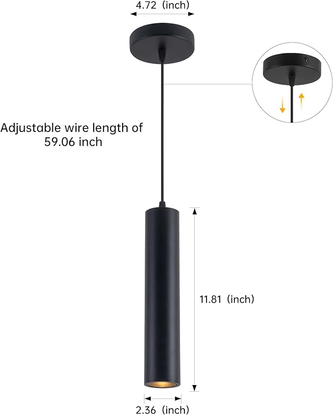 Zoomable LED Pendant Lights Modern Ceiling Hanging Spotlight Pendant Lighting,5CCT/2700K-5000K,Zoomable 15°-60°,Unique Pendant Lighting for Kitchen Island Bar,12W,Black(1Pack)