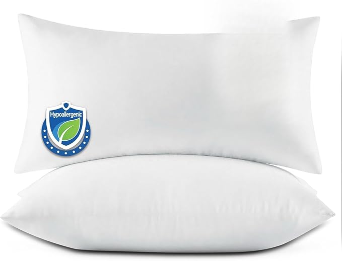 Set of 2 Throw Pillow Inserts, 12x24 Premium Lumbar Pillow Form, Down Alternative Pillow, Hypoallergenic,Virgin Microfiber Stuffer Sham Rectangle Pillow for Sofa Bed Couch