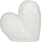 Deco 79 Porcelain Ceramic Heart Decorative Sculpture Dimensional Angled Origami Inspired Home Decor Statue, Accent Figurine 12" x 6" x 11", White
