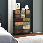 Dresser for Bedroom with 18 Drawers, Tall Fabric Storage Dresser, Chest of Drawers for Closet, Nursery, Bedside, Living Room, Laundry, Entryway, Hallway (Pattern)