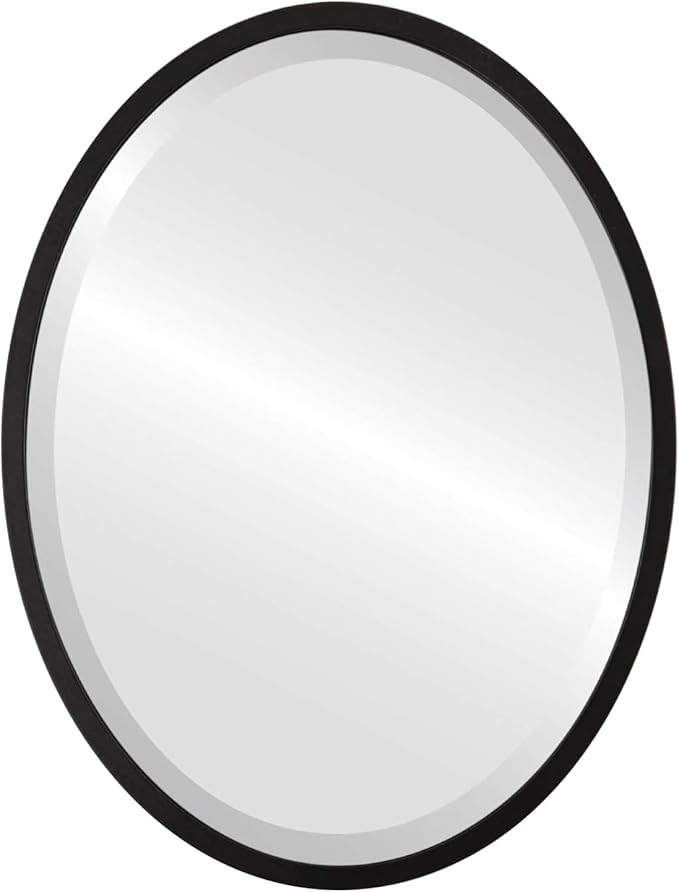 OVALCREST - Oval Wooden Beveled Wall Mirror for Home Decor, Bathroom, Vanity, Bedroom, Living Room, Hallway - London Style (Matte Black) 13.1 x 17.1