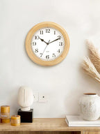 Kesin Wooden Wall Clocks 14 Inch Silent Wall Clock Large Decorative Battery Operated Non Ticking Analog Modern Clock for Living Room Kitchen Bedroom, Natural Grain