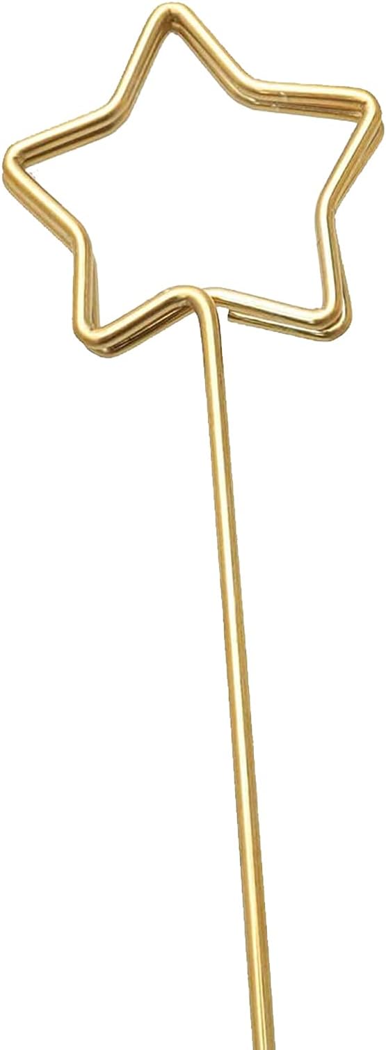 Tinsow 30 Pcs Metal Floral Place Card Holder, 13.4 Inch Flower Picks Clip for Floral Arrangement, Golden Gift Card Holder for Wedding and Party (Stars)