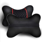 Car Headrest Cushions, 2 Pcs PU Leather Car Headrest Pillow Neck Rest Cushion Pillow Wearable Soft Car Neck Support Car Seat Neck Pillow