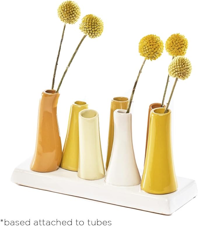 Chive - Pooley 2, Ceramic Flower Vase, 8-Tube Shape (Yellow)