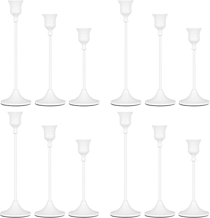 Candlestick Holders White, 12 Packs Taper Candle Holder for Candlesticks, Candle Sticks Holder Decor for Home Decor