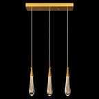 LMQNINE 3 Light Gold Pendant Light Ceiling Dimmable LED Modern Kitchen Light Fixtures Mini Teardrop Crystal Pendant Light for Kitchen Island Bedroom Hallway Entryway