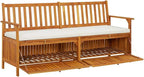 vidaXL Solid Acacia Wood Storage Bench with Cushion- Brown & Cream White, Indoor-Outdoor Versatile Bench with Ample Storage, Comfortable Padded Cushion Included