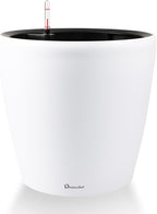 Dexceder 15x14 Self Watering Planter with Wheels Indoor Outdoor, Inner Pot Design, Thickened Large Floor Standing Flower Plant Pot with Water Level Indicator (White Matte)