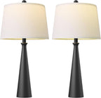 Oneach 25.75" Modern Table Lamp Set of 2, Bedside Lamps with USB Ports, Black Nightstand Lamps Set for Living Room Bedroom House Bedside Home Office Family