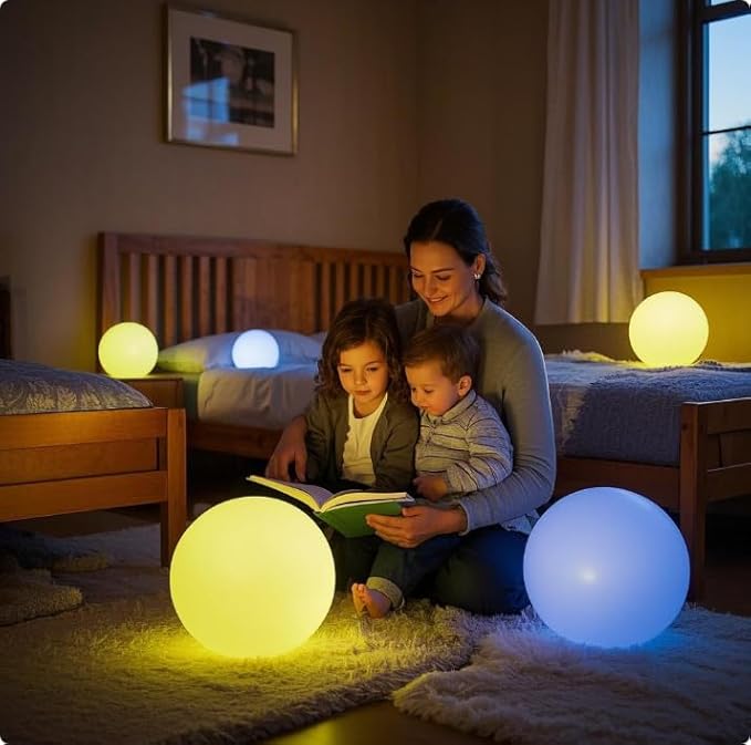 12-Inch LED Ball Light, Changing Glowing Orb Light with Remote, Soft Dimmable Globe Floor Lamp, Rechargeable Globe Mood Lamp, Waterproof Decorative Cordless Night Lights for Home Bedroom Nursery Patio