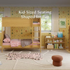 Babyletto Kids Mini Mushroom Pouf - Ottoman Foot Rest - Poofy Plush, Round Footrest Stool for Couch - GREENGUARD Certified Soft & Stuffed, Comfy Small Pouf Ottoman for Living Room/Nursery Floor, Rouge