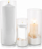 Glass Hurricane Candle Holder Esmiome - Cylinder Vases for Centerpieces 3Pcs/Set Hurricane Floating Candle Holder, Glass Vases for Flowers, Decorative for Home Wedding, 6'' + 8'' +10''(High)