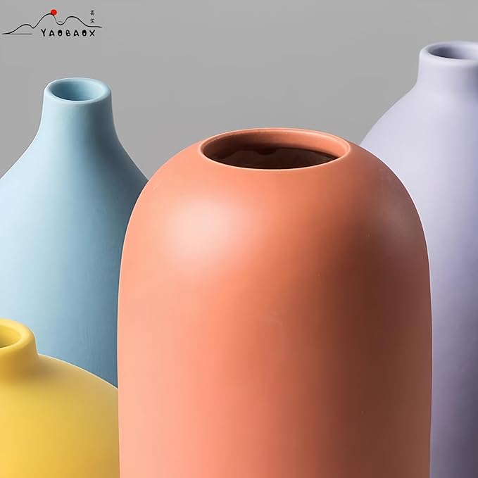 Small Multi Color Ceramic vase Set 3 Modern and Minimalist Decorative for Home Decor, Office, Modern, Classical, Creative Shelf, Table, Bookshelf, Entryway, Coffee Table Decor