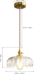 Glass Pendant Lights Kitchen Island, Vintage Pendant Light Fixtures Small Pendant Light Dining Room, Sloped Hanging Lamps for Living Room, Schoolhouse, Entryway, Foyer, E26