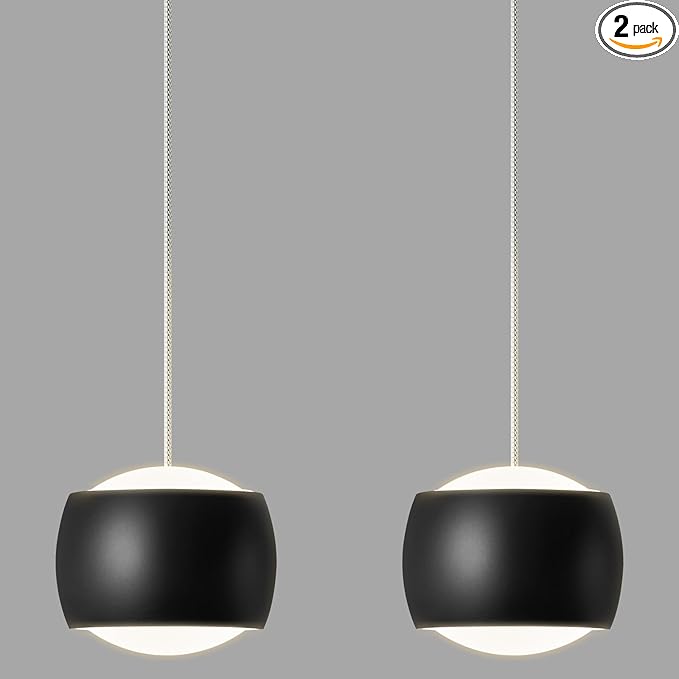 Modern LED Dimmable Pendant Light fixtures,Mini Island Pendant Lighting for Kitchen Island Dinning Room,Bedroom,Bar, Kitchen Island Ceiling Hanging Light Fixtures(black-2-Pack)