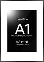 Homeforia A1 Poster Frame Black, High End Metal 23.4 x 33.1 inch Large Picture Frames with Mat 16.5 by 23.4 for Photo, A1 Size Frames Matted to A2 Print, 23.4x33.1 Thin Frame, Tempered Glass, Set of 1