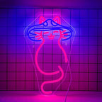WLHOPE Mushroom Cat Neon Sign for Wall Decor Dimmable Cute LED Lights Light Up Signs for Bedroom Living Room Bar Party Christmas Birthday Art Gift