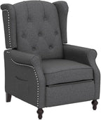 Wingback Recliner Chair with Massage and Heat, Wingback Recliner Tufted Fabric Push Back Recliner Chair for Living Room, Vintage Wingback Chair with Remote Control, Padded Cushion, Wooden Legs