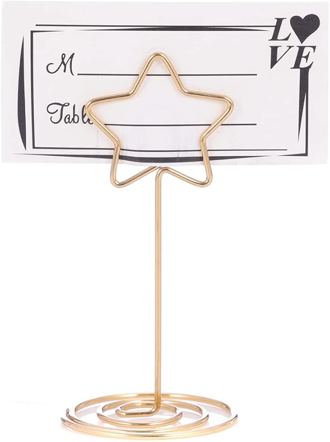 20PCS 3.35 Inch Table Number Stands - Place Card Holders for Wedding Centerpieces, Birthday Party, Photo Picture Frame Display (Star Shaped-Gold)