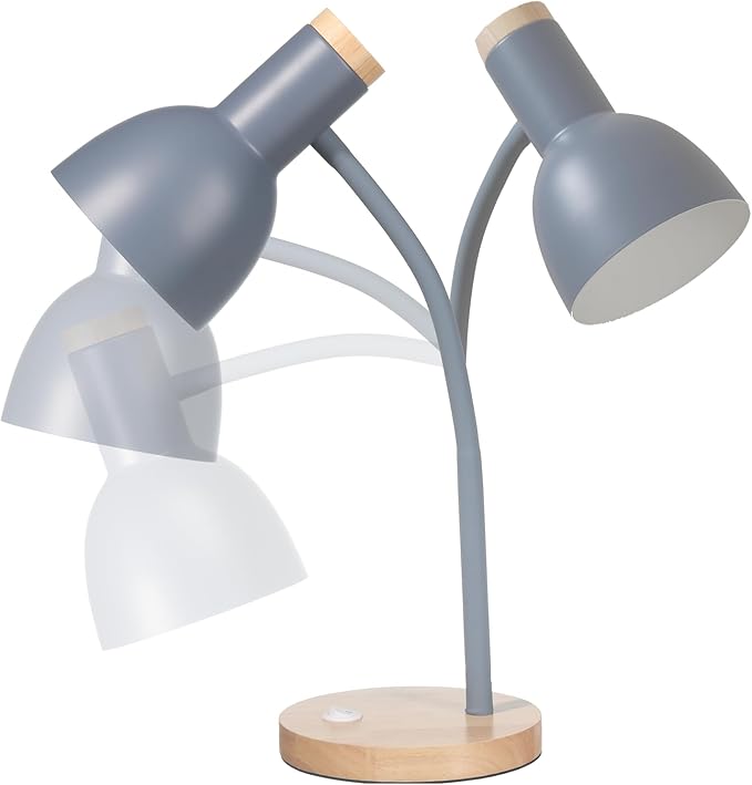Table Lamp,Wooden Adjustable Desk Lamp,Dorm Lamp&Bedside Lamp for Living Room, Bedroom, Kids Room (Grey)