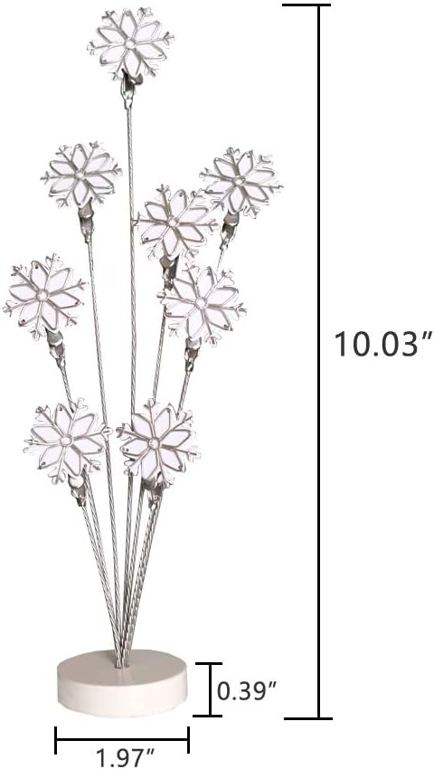 8-Branch Family Tree Picture Frame Holder, Card Photo Clips Holder Desk Stand for Memo Paper Note Photo Christmas Wedding Card Display (White Snowflake)