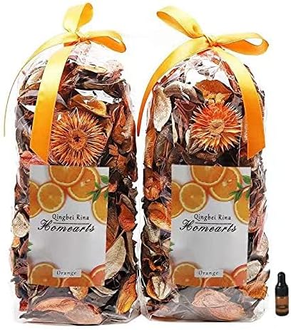 Qingbei Rina Fall Potpourri Bags,Orange Scented Potpourri Dried Flowers, Autumn Decorative Bowl Vase Filler,Home Fragrance,Harvest Farmhouse Bathroom Decor,8.4oz(Citrus)