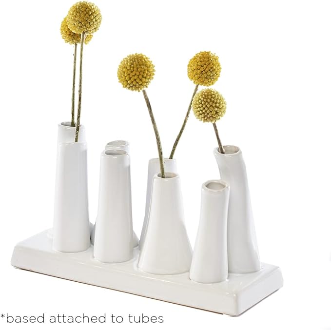 Chive - Pooley 2, Ceramic Flower Vase, 8-Tube Shape (White)